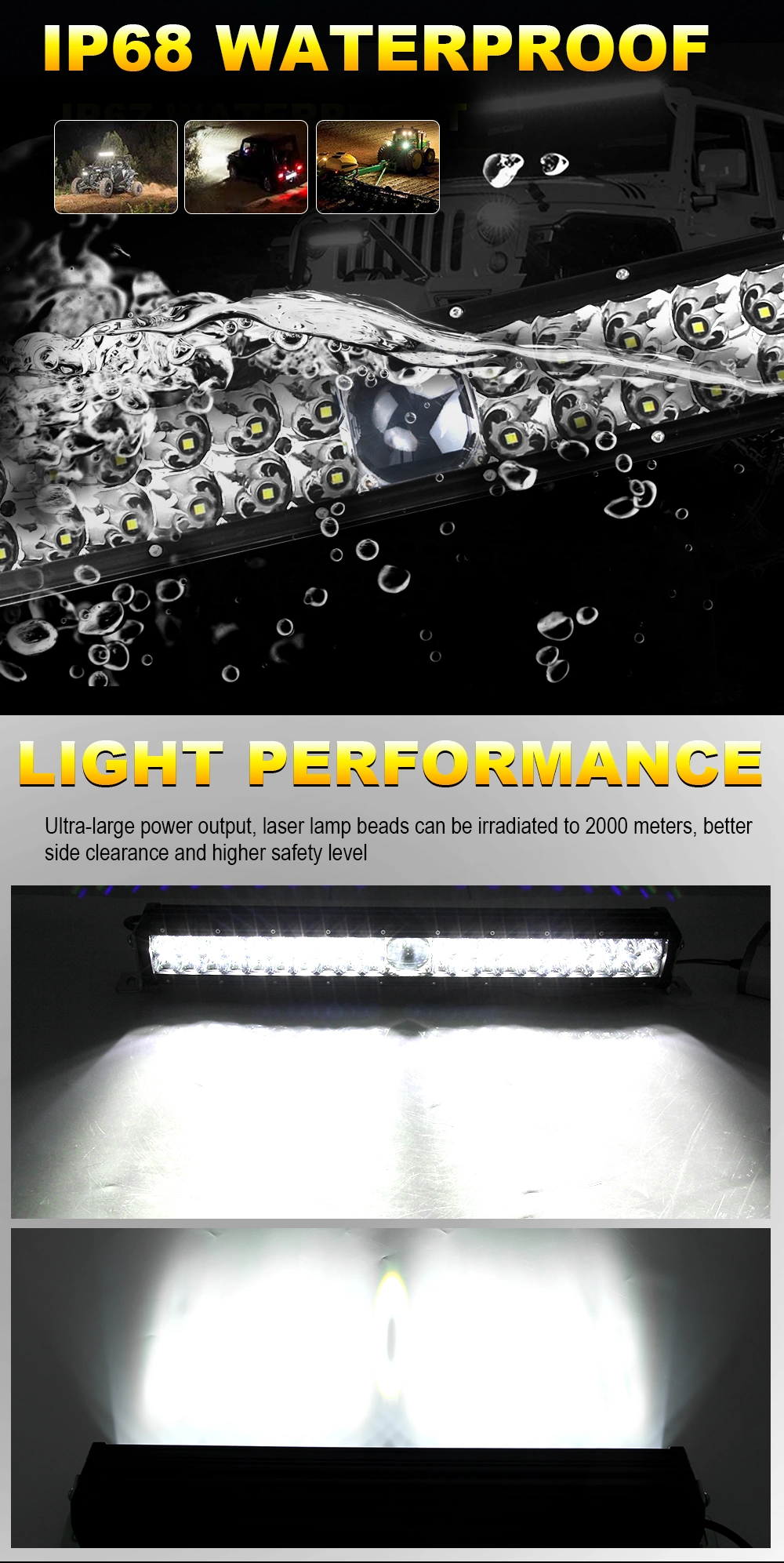 New Design Laser Light Bar Super Bright Truck LED Light 12V 24V 14 22 32 42 50 Inch Truck Offroad Laser Light Bar